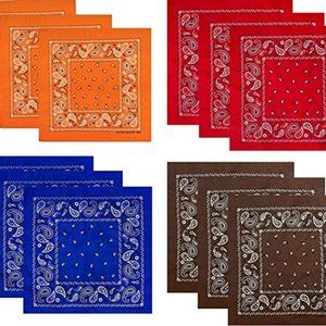 Hibaly 100% Cotton Classic Unisex Bandanas 12-pack